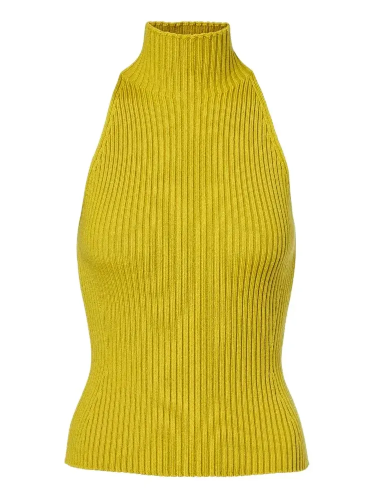Alaïa Alaïa Ribbed-knit halterneck wool-blend top
