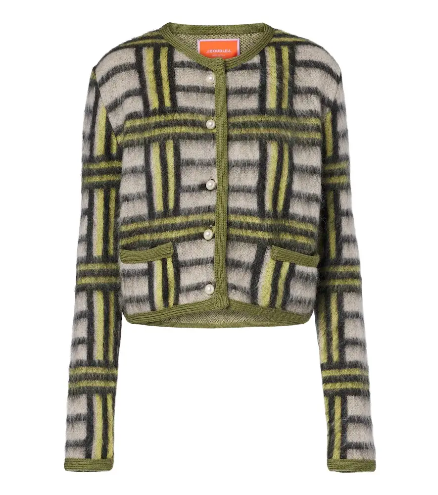 La DoubleJ Kells Check wool and mohair-blend cardigan