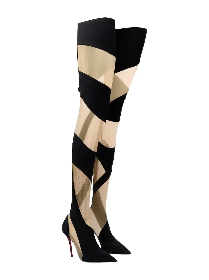 Christian Louboutin Zeetozee mesh-paneled over-the-knee boots