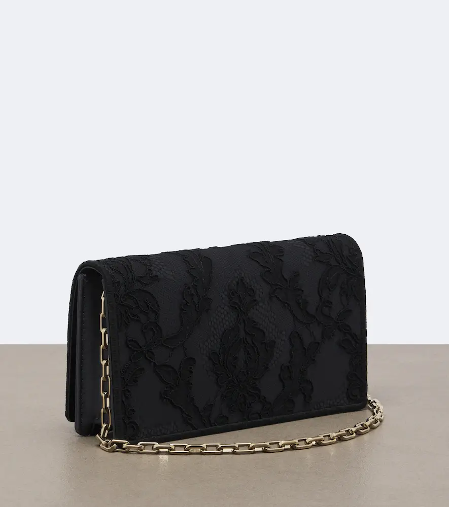 Christian Louboutin Bettina Small lace crêpe satin clutch | Thumbnail 3 Christian Louboutin Bettina Small lace crêpe satin clutch | Thumbnail 3
