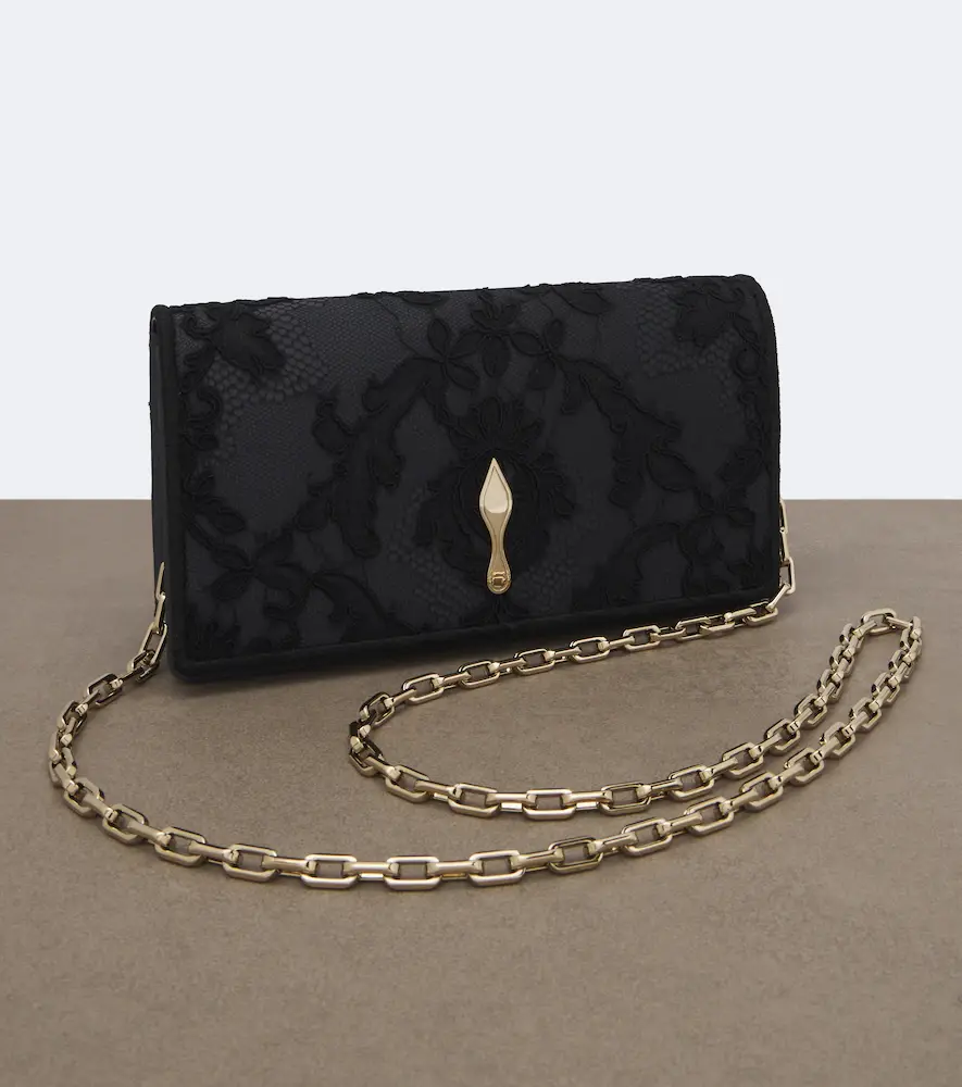 Christian Louboutin Bettina Small lace crêpe satin clutch | Thumbnail 4 Christian Louboutin Bettina Small lace crêpe satin clutch | Thumbnail 4