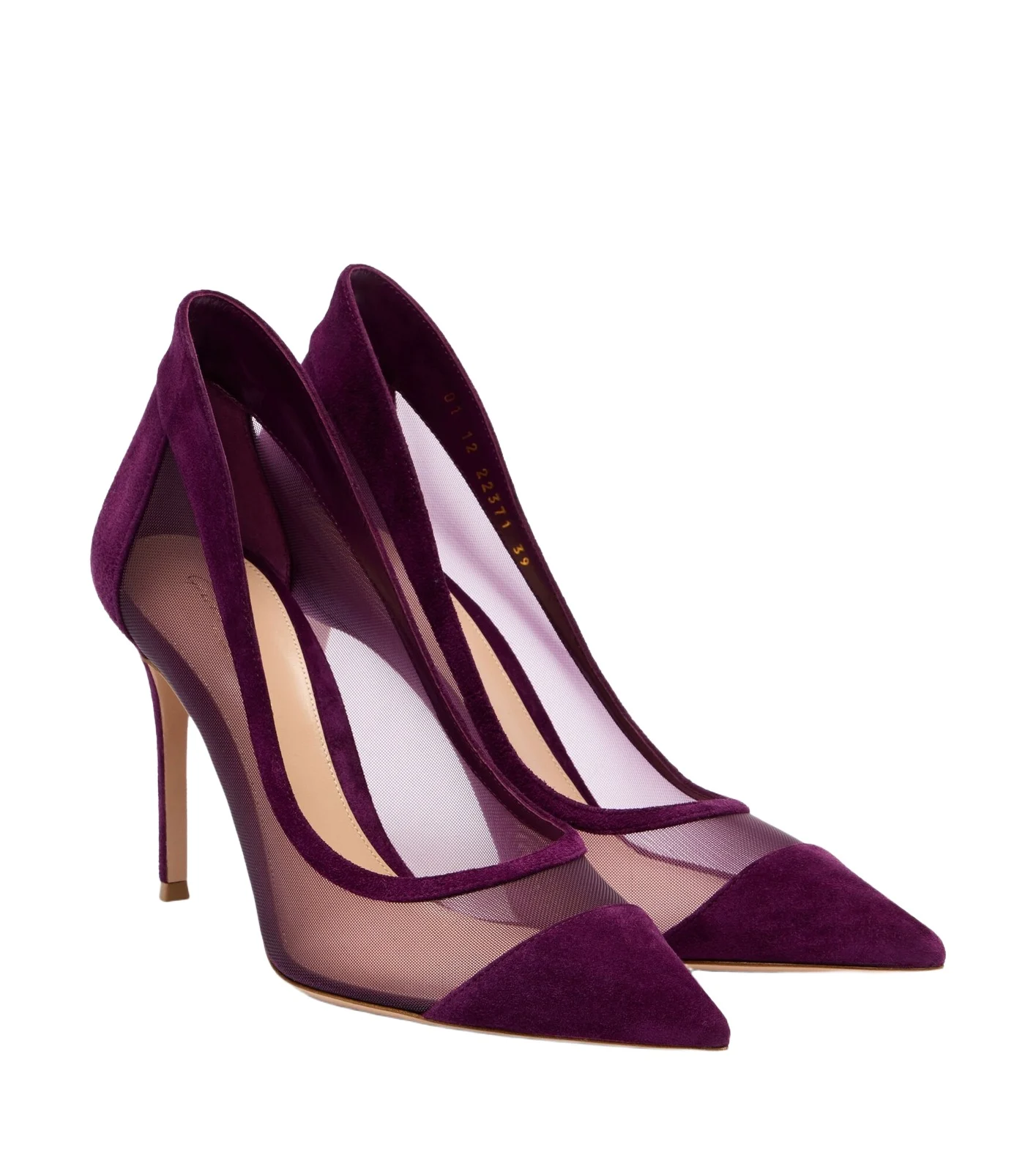 Gianvito Rossi Suede-trimmed mesh pumps