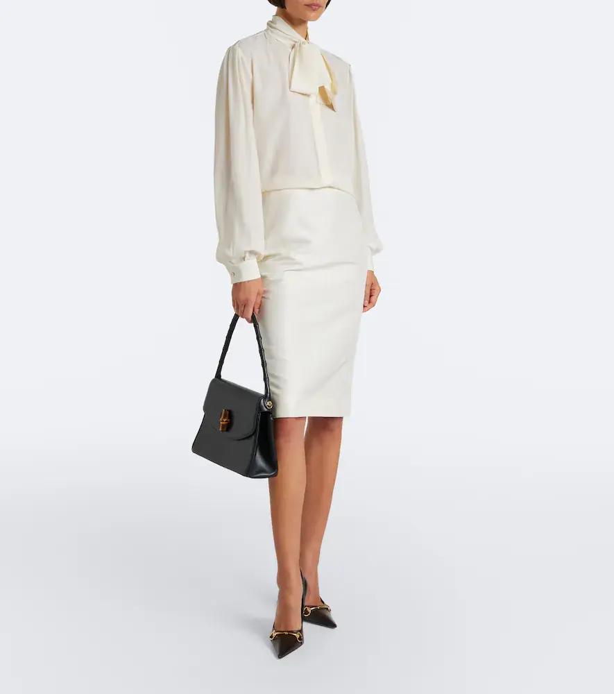 Gucci Tie-neck silk crêpe de chine blouse | Thumbnail 4 Gucci Tie-neck silk crêpe de chine blouse | Thumbnail 4