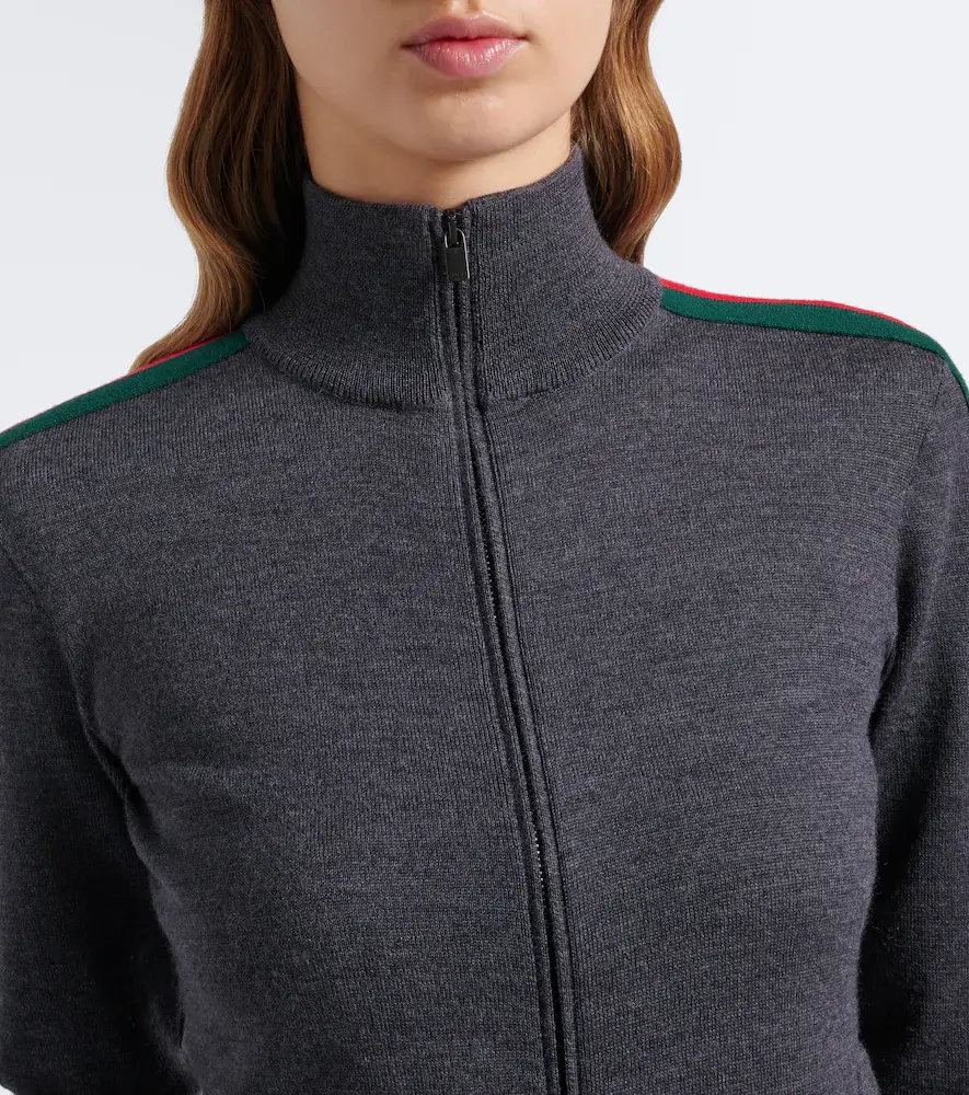 Gucci Web Stripe wool zip-up cardigan | Thumbnail 3 Gucci Web Stripe wool zip-up cardigan | Thumbnail 3