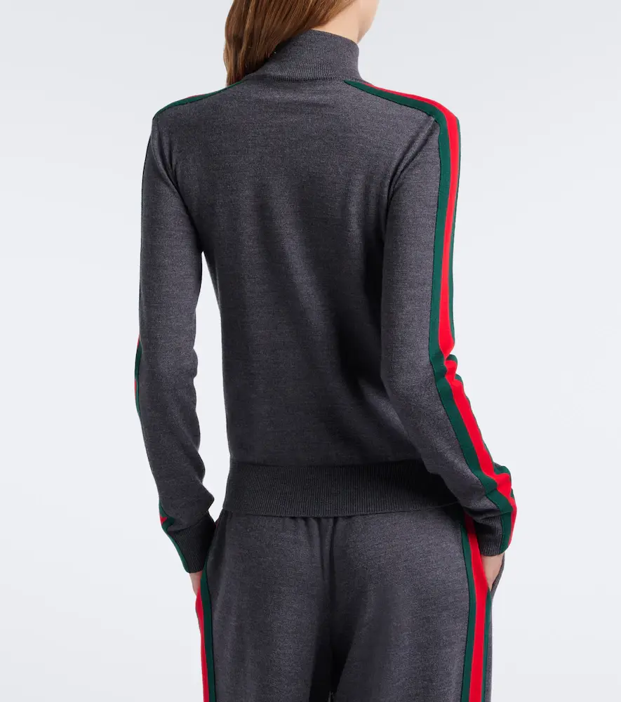 Gucci Web Stripe wool zip-up cardigan | Thumbnail 4 Gucci Web Stripe wool zip-up cardigan | Thumbnail 4