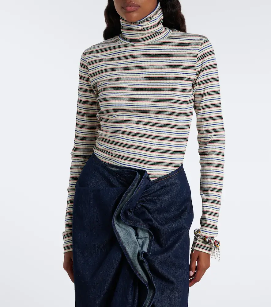 Dries Van Noten Striped cotton-blend turtleneck sweater | Thumbnail 2