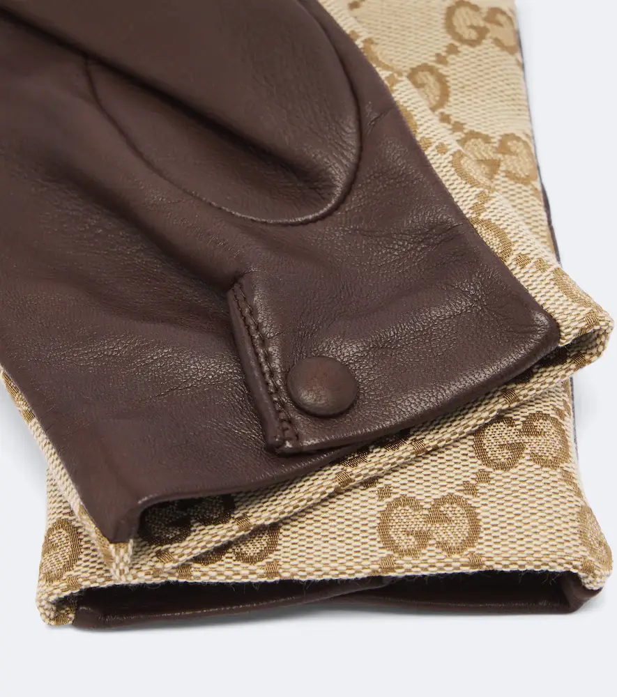 Gucci GG Canvas leather gloves | Thumbnail 2