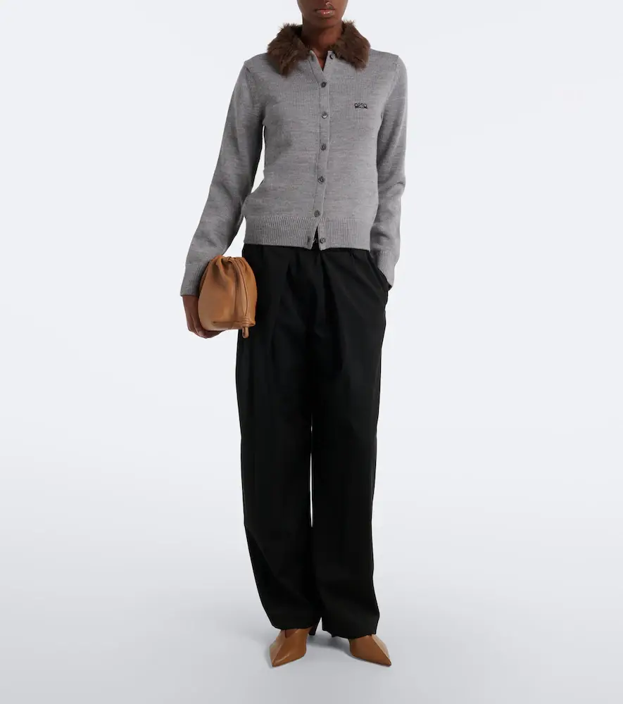Loewe Double L ribbed-knit wool cardigan | Thumbnail 2 Loewe Double L ribbed-knit wool cardigan | Thumbnail 2