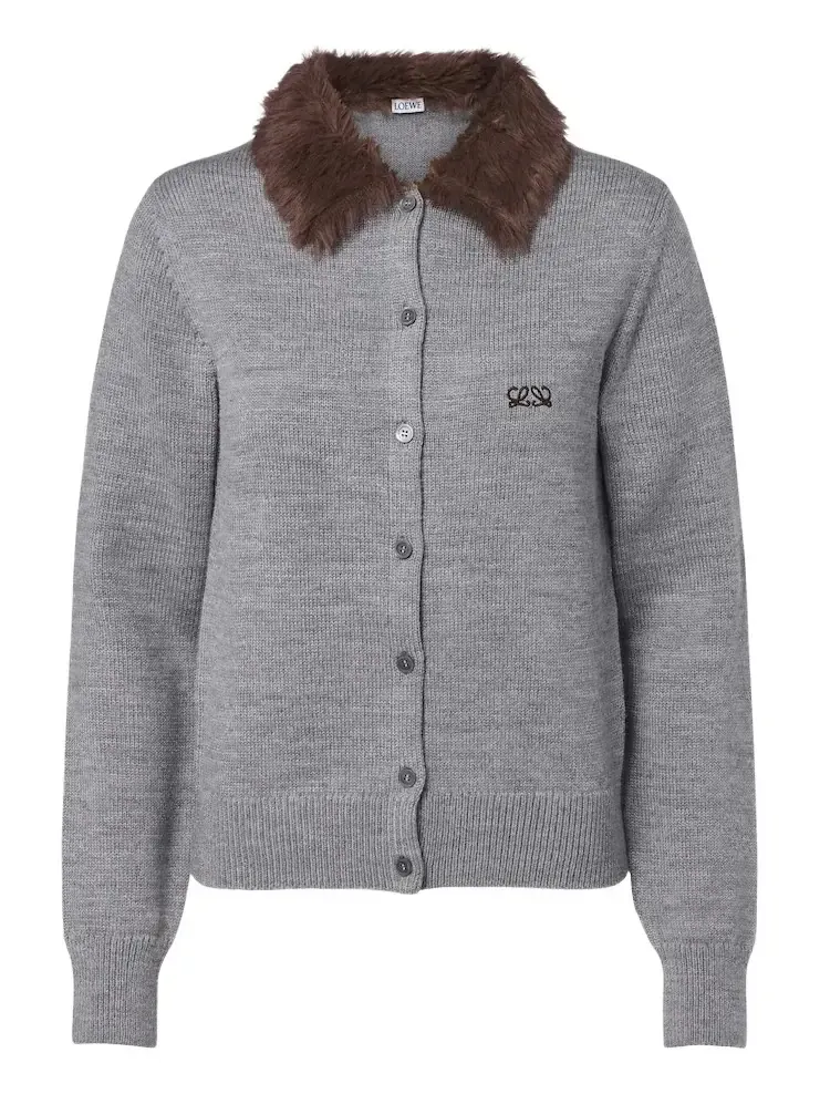 Double L ribbed-knit wool cardigan Double L ribbed-knit wool cardigan
