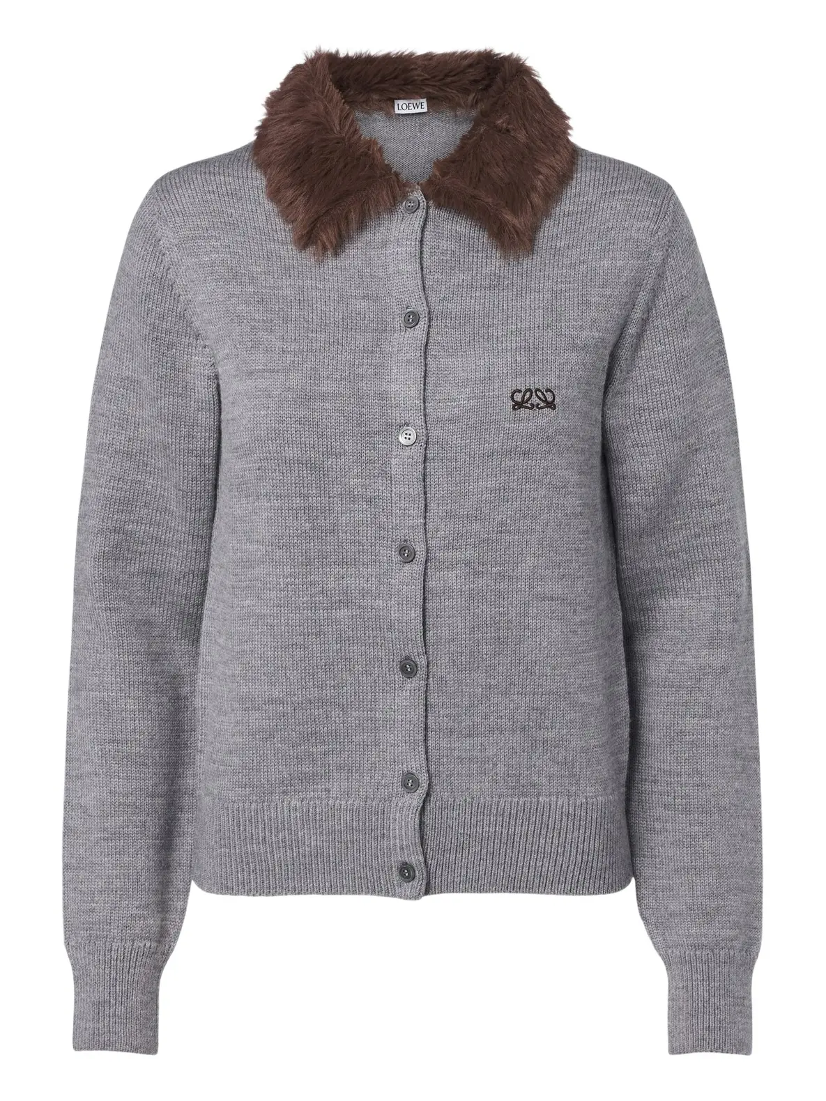 Double L ribbed-knit wool cardigan