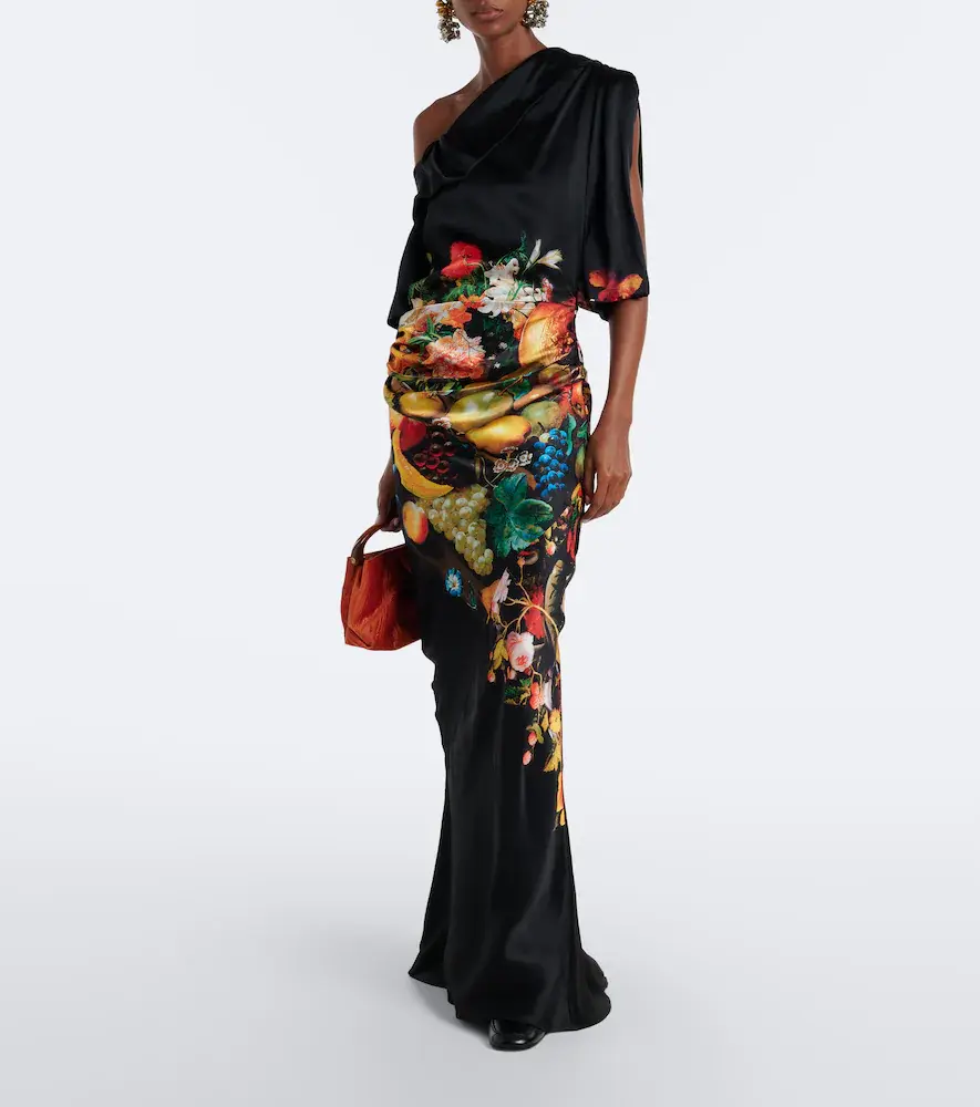 Dries Van Noten Draped printed silk satin gown | Thumbnail 2 Dries Van Noten Draped printed silk satin gown | Thumbnail 2