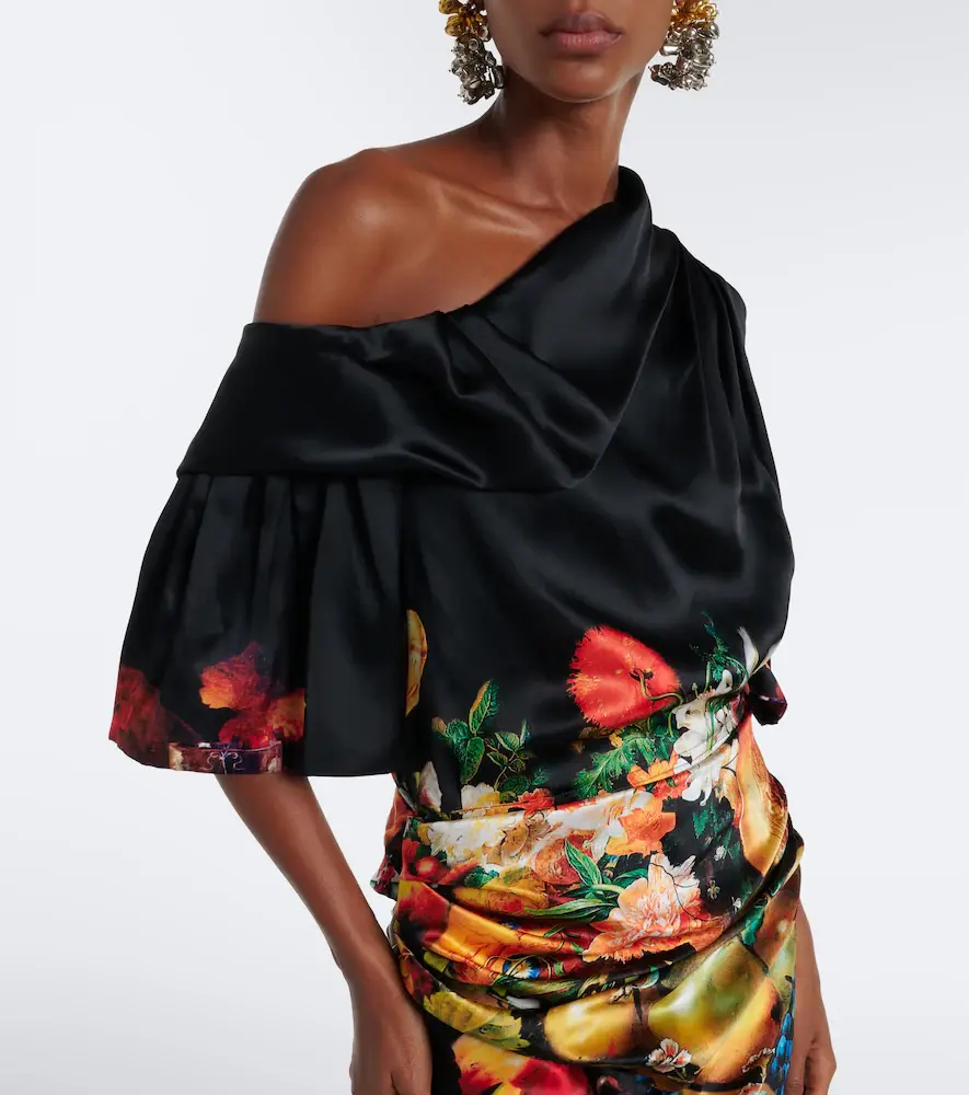 Dries Van Noten Draped printed silk satin gown | Thumbnail 3 Dries Van Noten Draped printed silk satin gown | Thumbnail 3