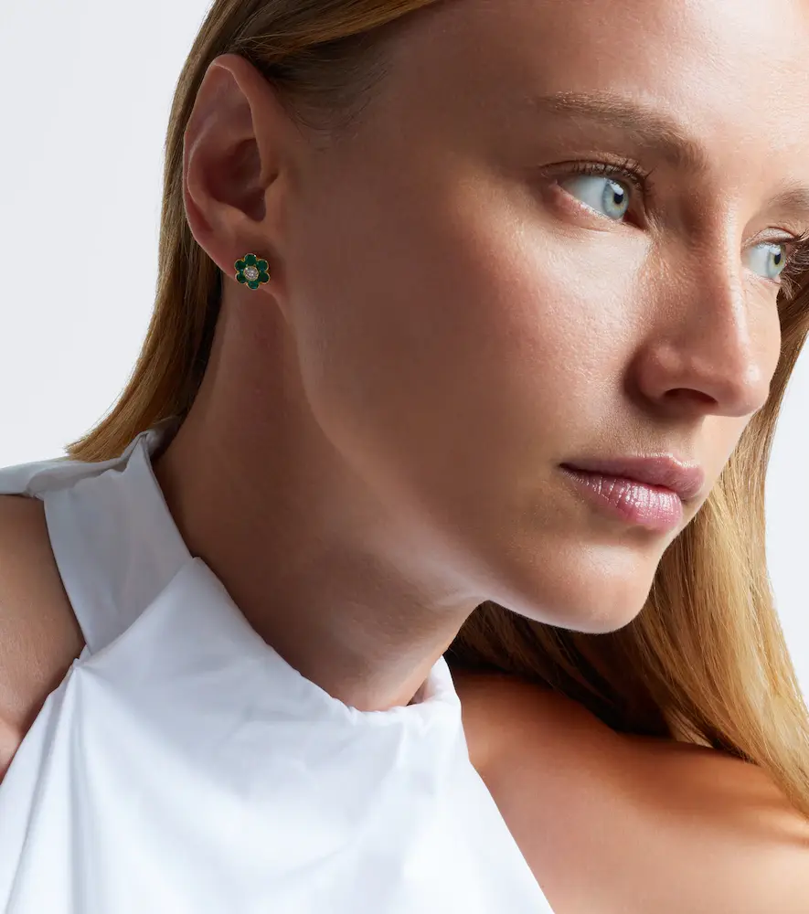 Anita Ko Flora 18kt gold earrings with emeralds and diamond | Thumbnail 3