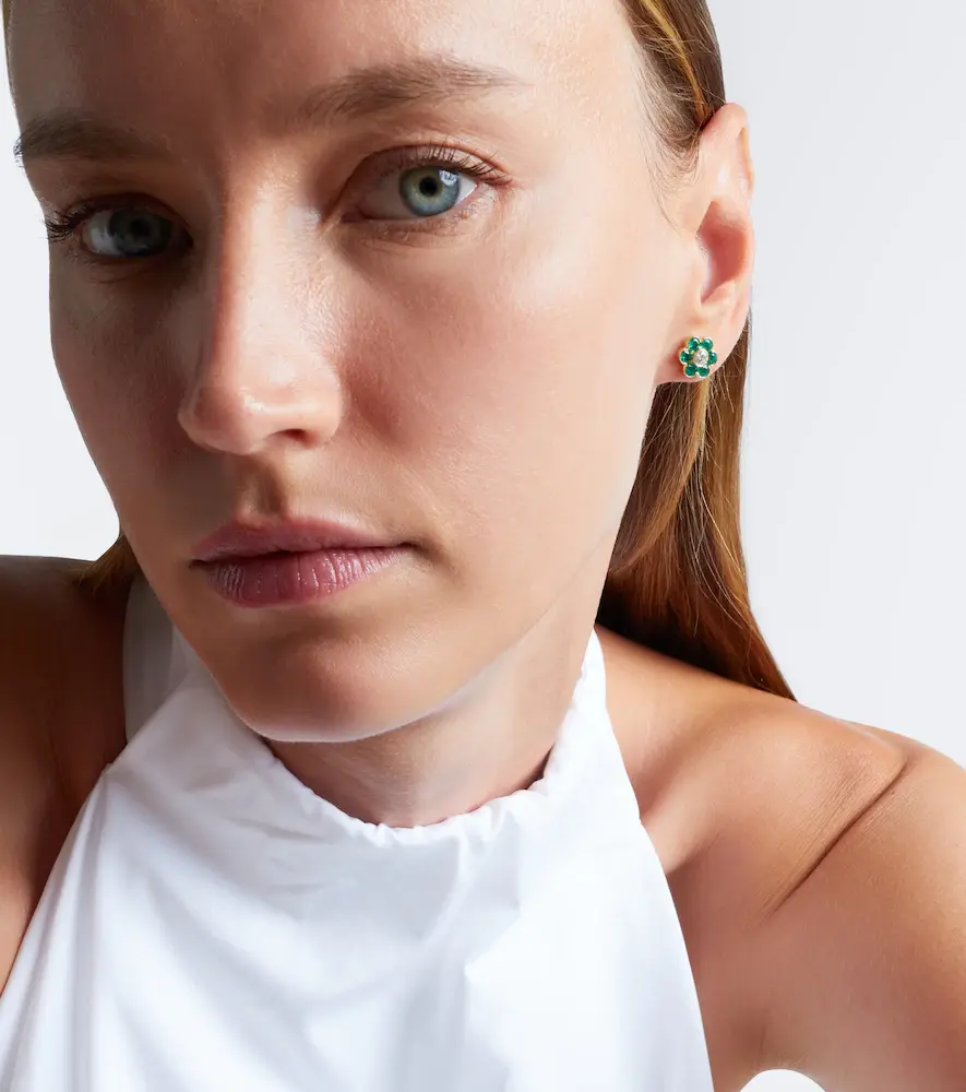 Anita Ko Flora 18kt gold earrings with emeralds and diamond | Thumbnail 4