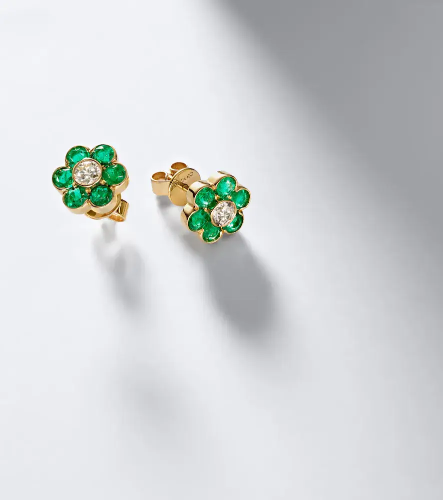 Anita Ko Flora 18kt gold earrings with emeralds and diamond | Thumbnail 5