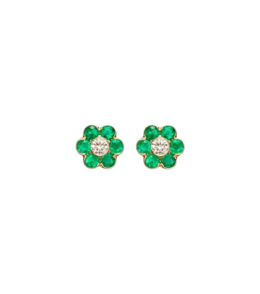Flora 18kt gold earrings with emeralds and diamond