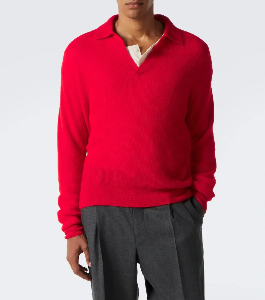 Auralee Alpaca-blend polo sweater | Thumbnail 2 Auralee Alpaca-blend polo sweater | Thumbnail 2