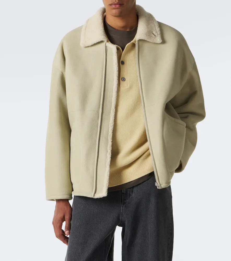 Auralee Reversible shearling and leather jacket | Thumbnail 3