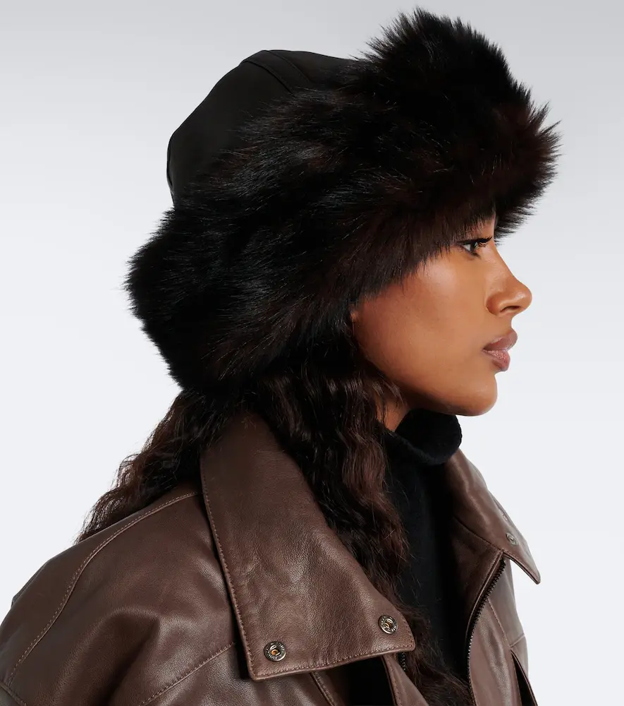 Nour Hammour Dallen leather and shearling hat | Thumbnail 3