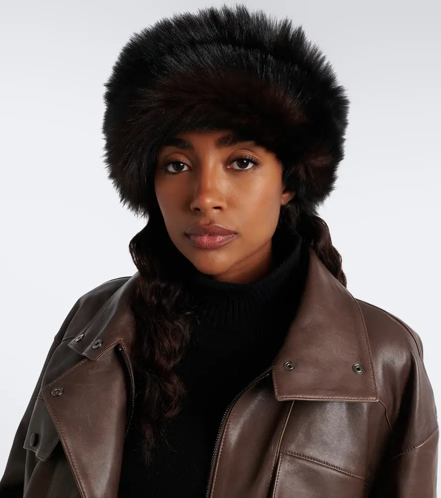 Nour Hammour Dallen leather and shearling hat | Thumbnail 4