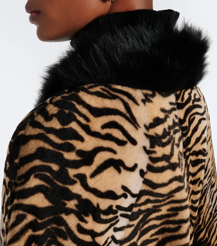 Nour Hammour Olympe printed shearling poncho | Thumbnail 2