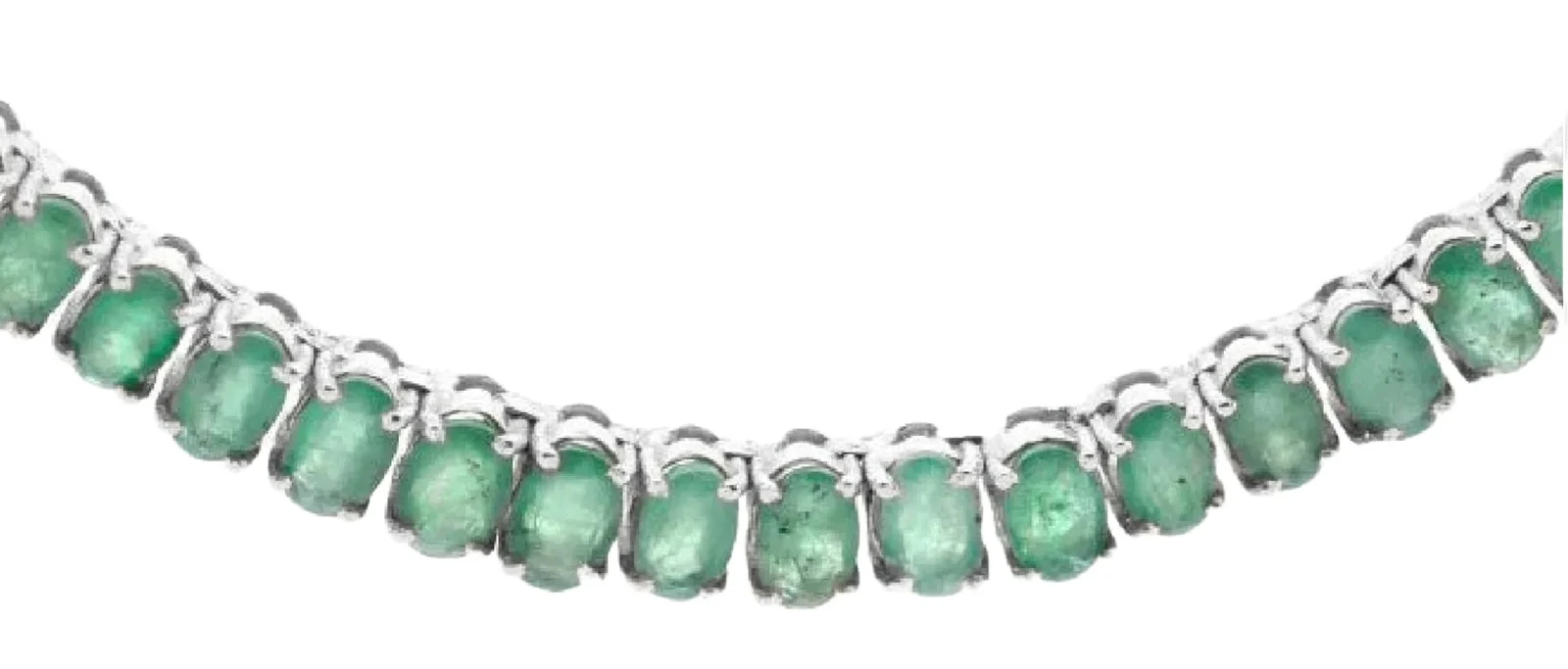Wish Fine Jewelry 16.66ct Emerald 18K Gold Oval Tennis Necklace