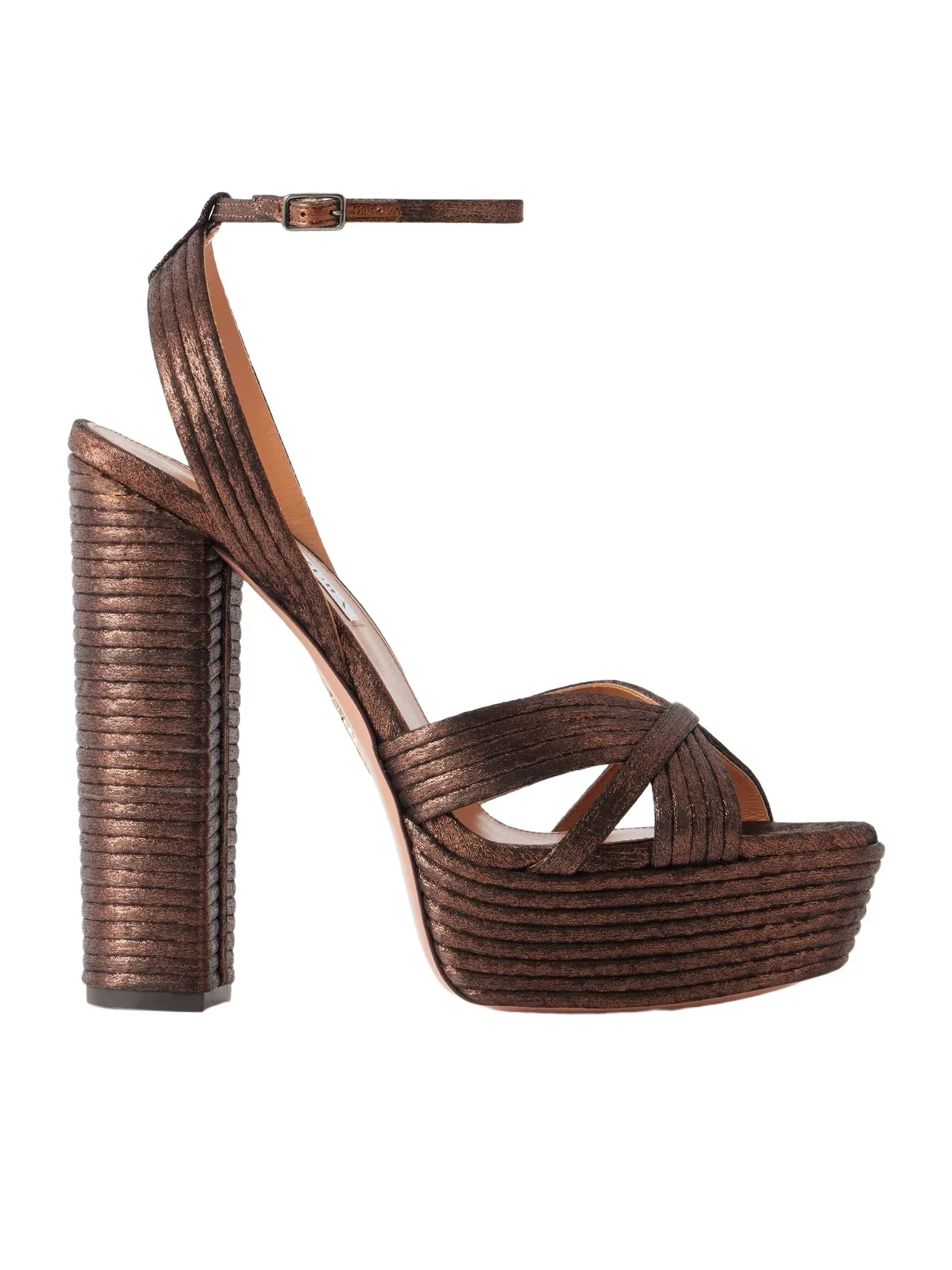 Aquazzura Sundance 140 Metallic Leather Sandals