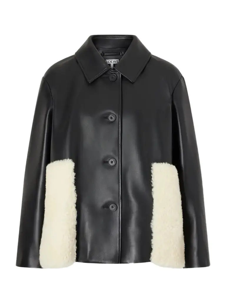 Shearling-trimmed Leather Jacket
