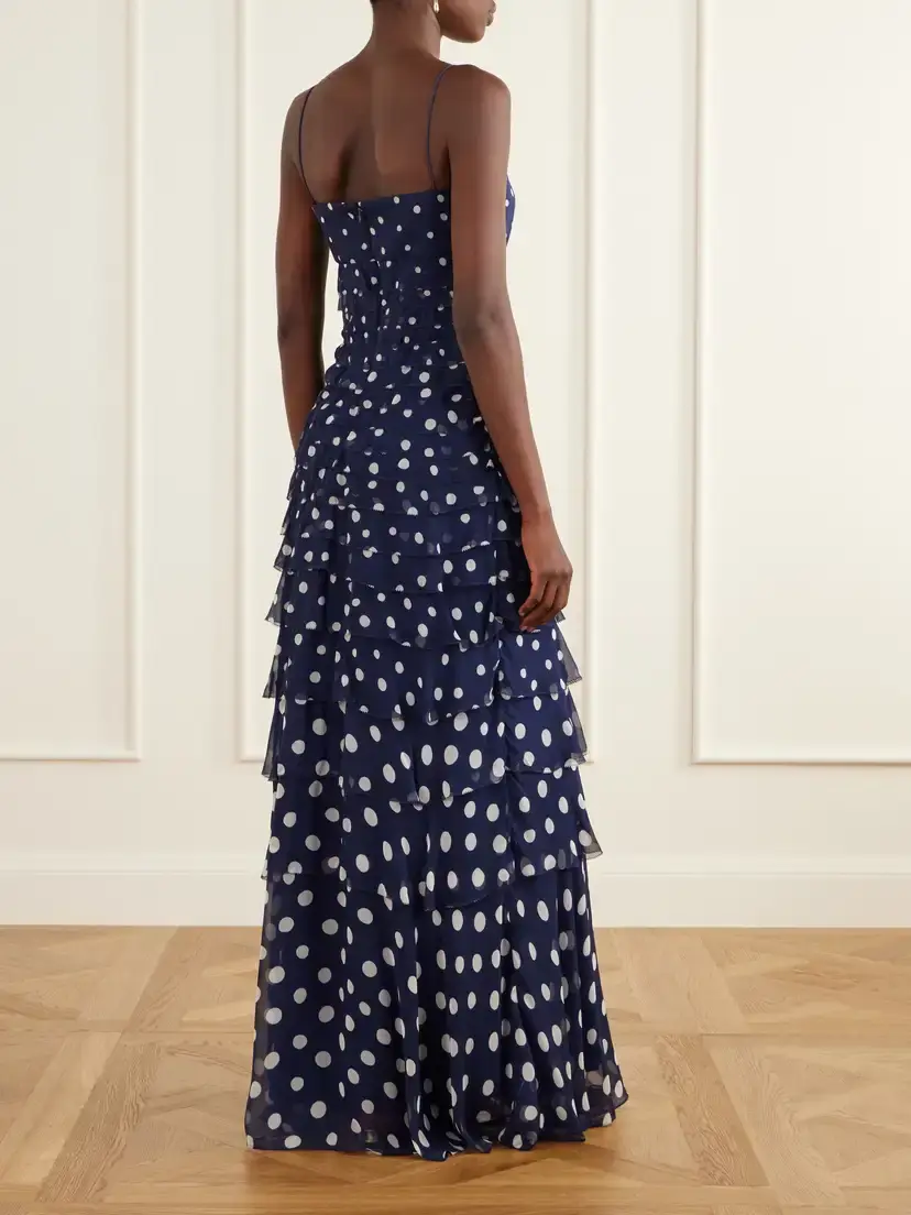 Saloni Niki Polka-dot Chiffon Gown | Thumbnail 3 Saloni Niki Polka-dot Chiffon Gown | Thumbnail 3