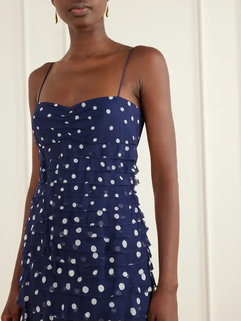 Saloni Niki Polka-dot Chiffon Gown | Thumbnail 4 Saloni Niki Polka-dot Chiffon Gown | Thumbnail 4
