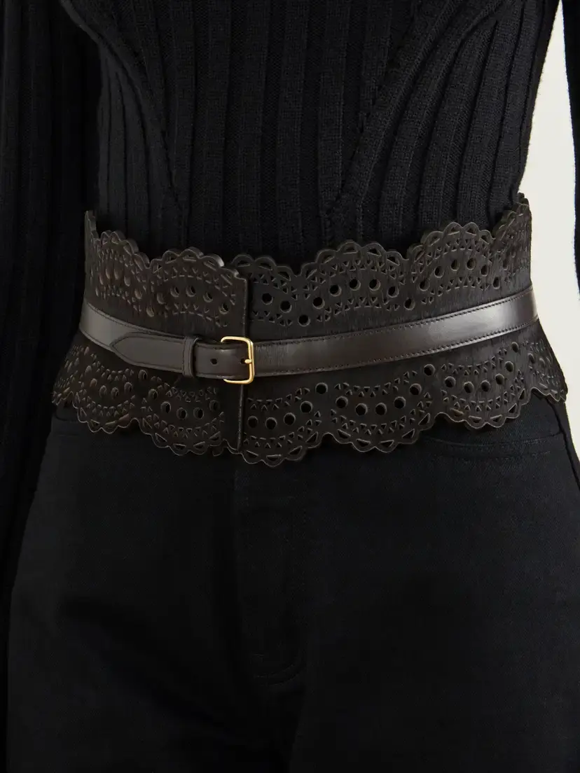 Alaïa Vienne Laser-cut Leather-trimmed Calf Hair Belt | Thumbnail 2 Alaïa Vienne Laser-cut Leather-trimmed Calf Hair Belt | Thumbnail 2