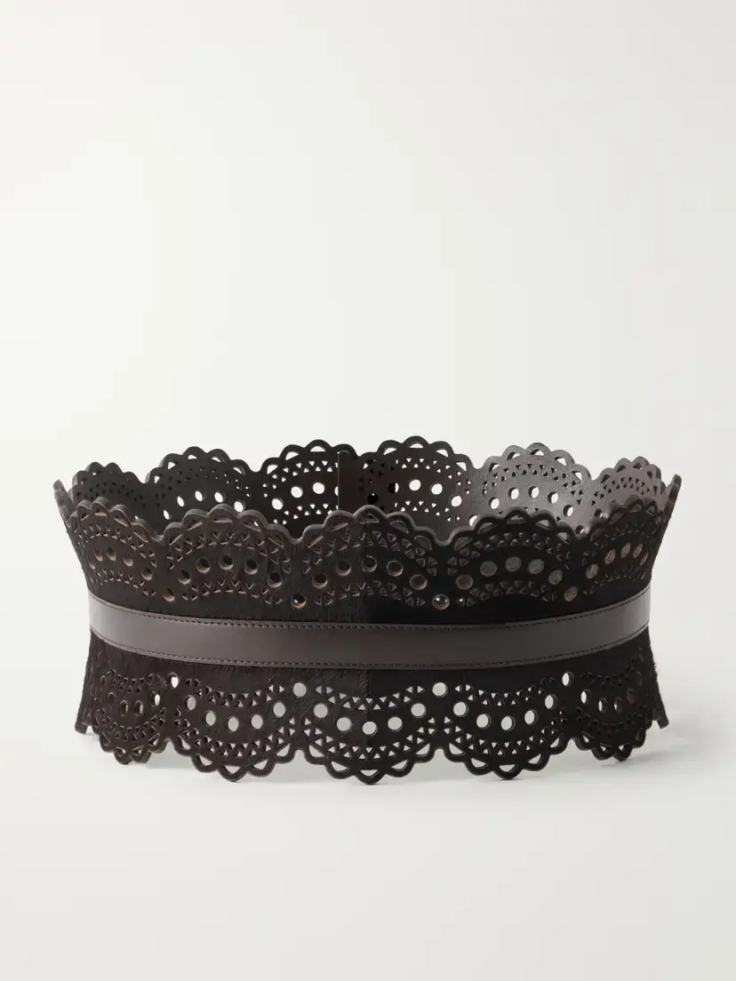 Alaïa Vienne Laser-cut Leather-trimmed Calf Hair Belt | Thumbnail 3 Alaïa Vienne Laser-cut Leather-trimmed Calf Hair Belt | Thumbnail 3