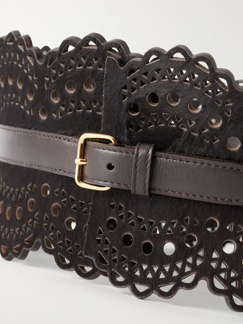 Alaïa Vienne Laser-cut Leather-trimmed Calf Hair Belt | Thumbnail 4 Alaïa Vienne Laser-cut Leather-trimmed Calf Hair Belt | Thumbnail 4
