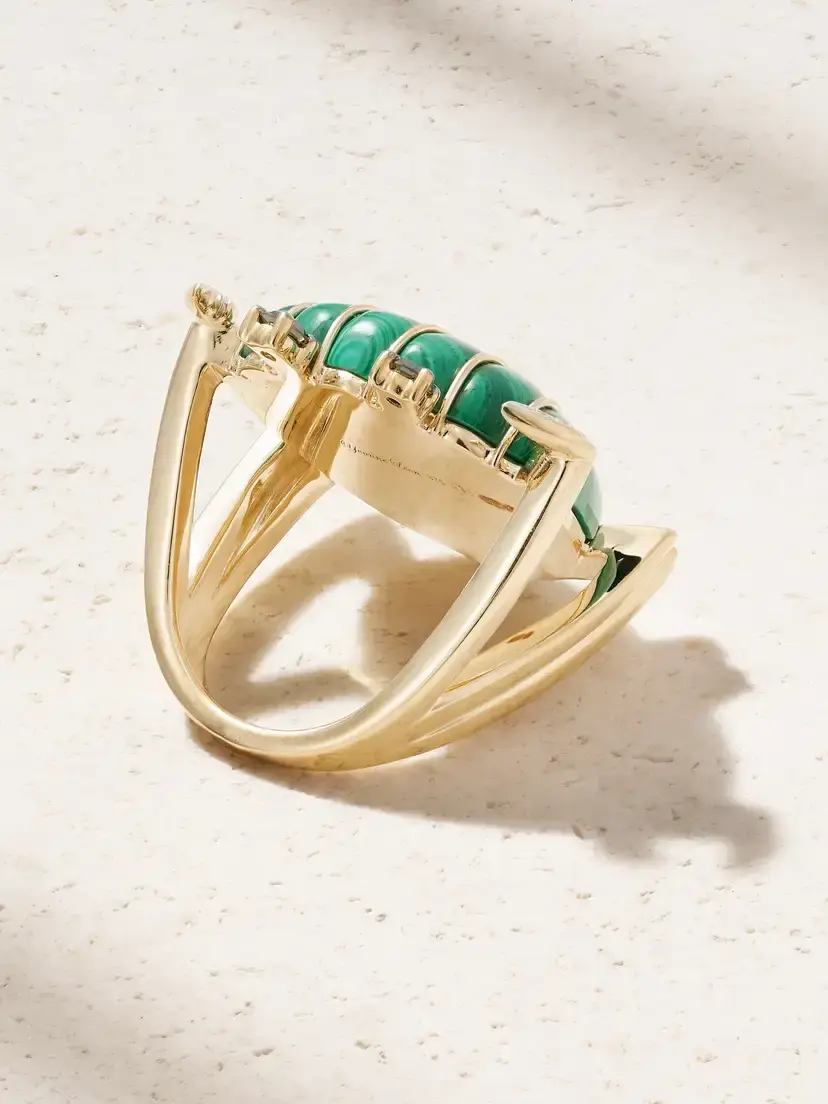 Yvonne Léon Crabe Coquillage 9-karat Gold, Malachite And Diamond Ring - Green | Thumbnail 3 Yvonne Léon Crabe Coquillage 9-karat Gold, Malachite And Diamond Ring - Green | Thumbnail 3