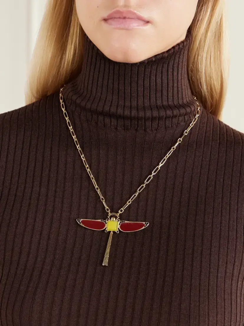 La DoubleJ Dragonfly Gold-plated Agate Necklace | Thumbnail 2