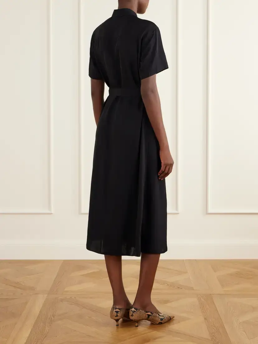 Theory Belted Crepe Midi Dress | Thumbnail 3 Theory Belted Crepe Midi Dress | Thumbnail 3