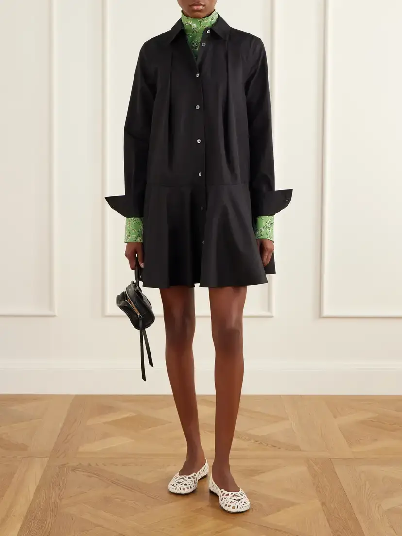 Loewe Pleated Cotton-poplin Mini Dress | Thumbnail 2 Loewe Pleated Cotton-poplin Mini Dress | Thumbnail 2