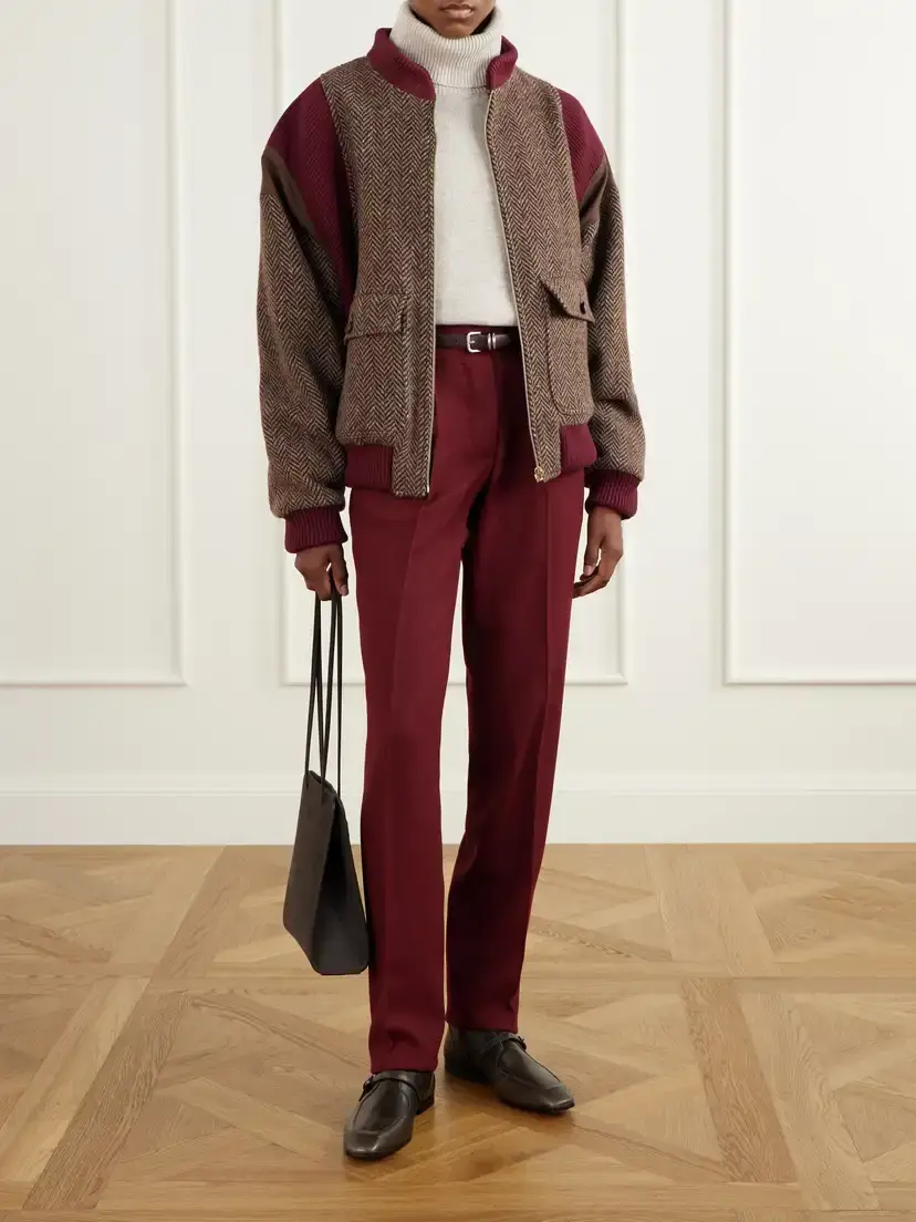Giuliva Heritage The Aurelia Rib-trimmed Padded Herringbone Virgin Wool Jacket | Thumbnail 2