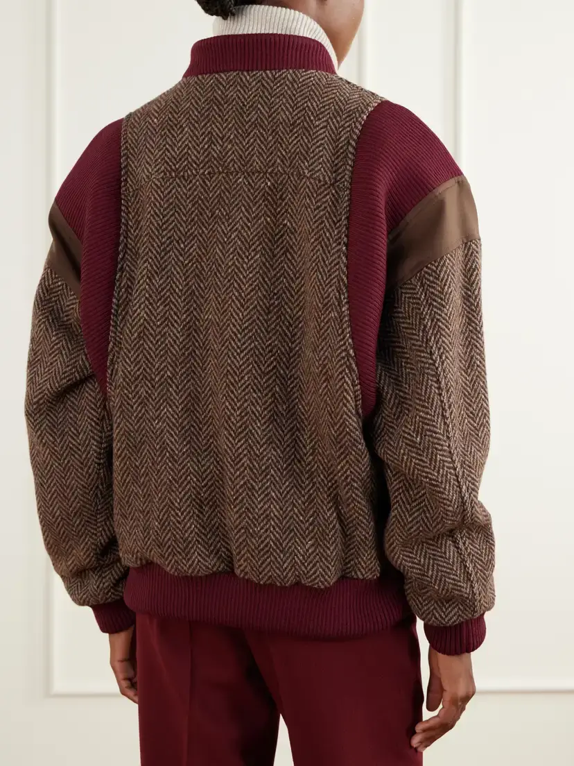 Giuliva Heritage The Aurelia Rib-trimmed Padded Herringbone Virgin Wool Jacket | Thumbnail 4