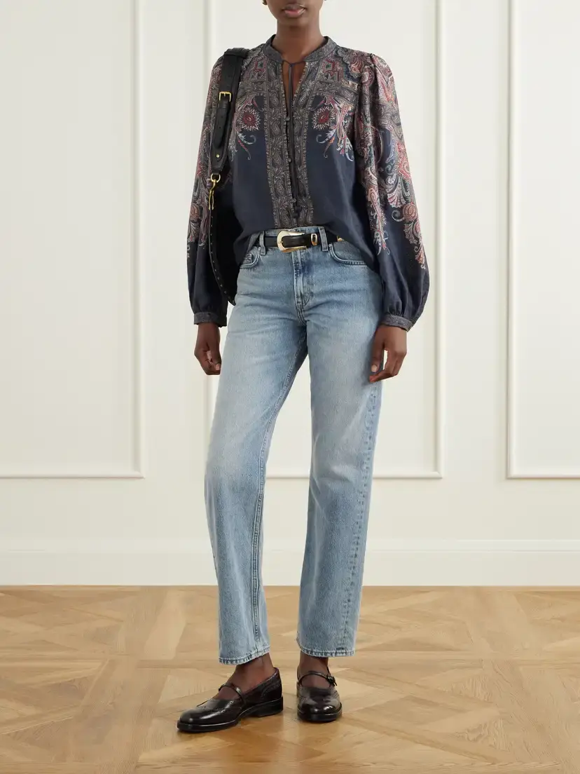 Sea Hyacinth Tie-detailed Printed Chiffon Blouse | Thumbnail 2 Sea Hyacinth Tie-detailed Printed Chiffon Blouse | Thumbnail 2