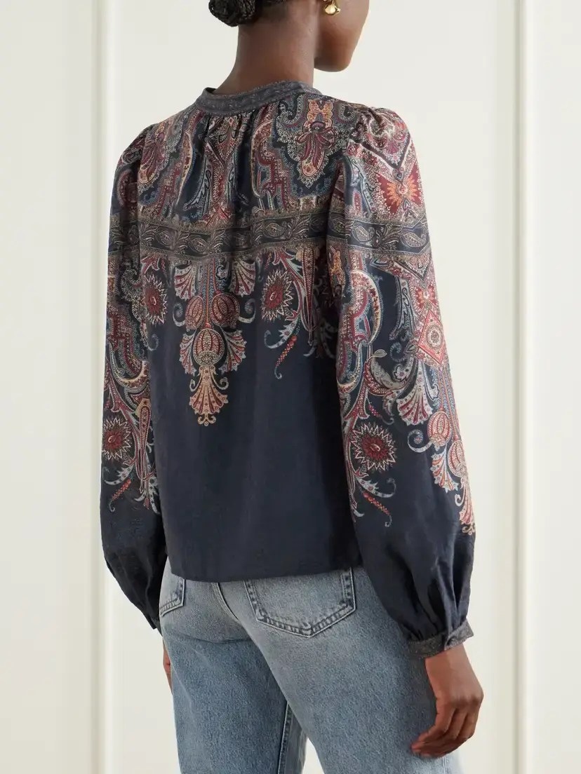 Sea Hyacinth Tie-detailed Printed Chiffon Blouse | Thumbnail 4 Sea Hyacinth Tie-detailed Printed Chiffon Blouse | Thumbnail 4
