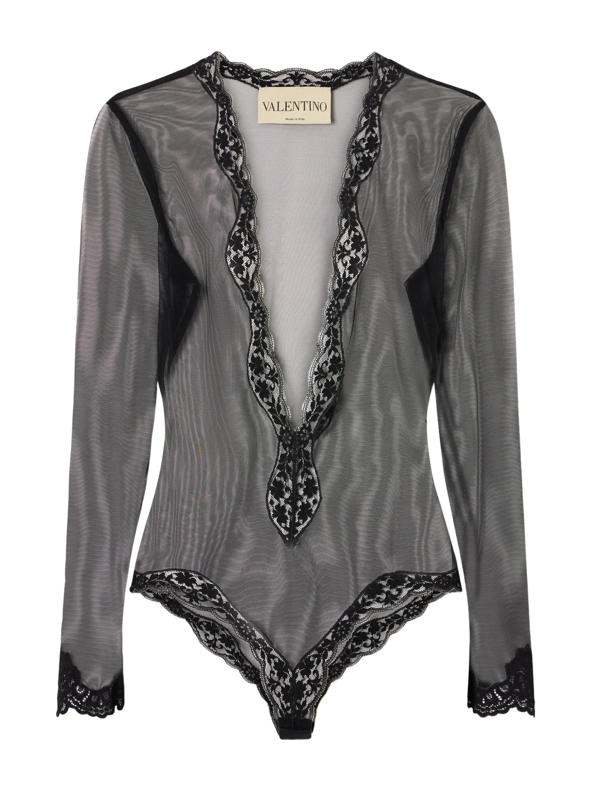 Valentino Garavani Lace-trimmed Mesh Bodysuit