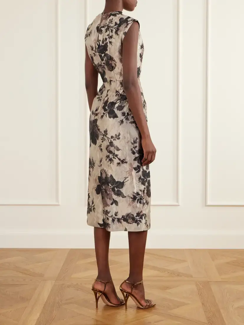 Erdem Floral-print Gathered Crinkled-satin Midi Dress | Thumbnail 3 Erdem Floral-print Gathered Crinkled-satin Midi Dress | Thumbnail 3