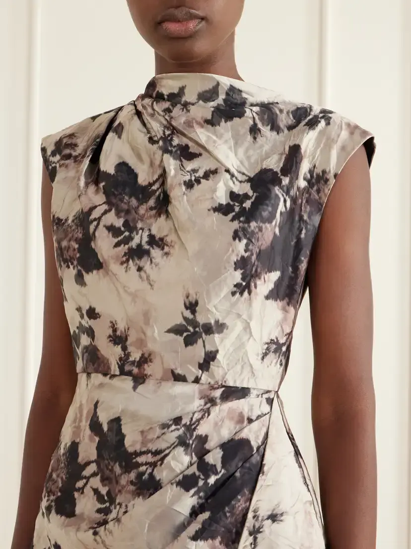 Erdem Floral-print Gathered Crinkled-satin Midi Dress | Thumbnail 4 Erdem Floral-print Gathered Crinkled-satin Midi Dress | Thumbnail 4