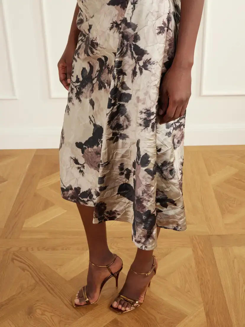 Erdem Floral-print Gathered Crinkled-satin Midi Dress | Thumbnail 5 Erdem Floral-print Gathered Crinkled-satin Midi Dress | Thumbnail 5