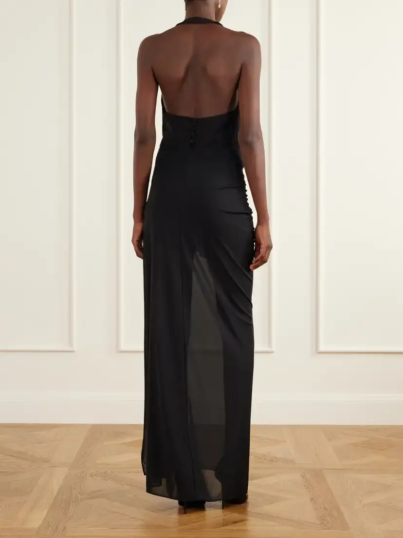 Alex Perry Tie-detailed Gathered Powermesh Maxi Skirt | Thumbnail 3