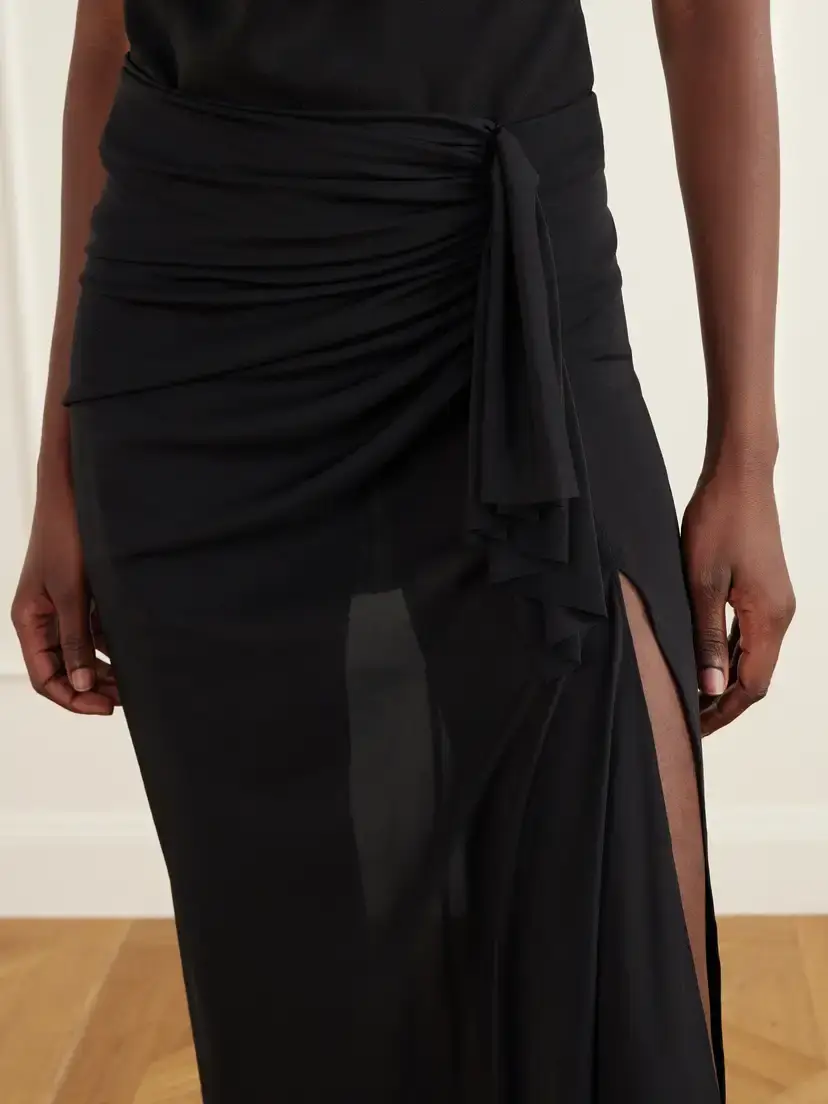 Alex Perry Tie-detailed Gathered Powermesh Maxi Skirt | Thumbnail 4