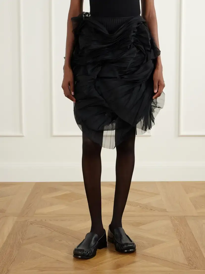 Pauline Dujancourt Minna Eerie Pleated Organza Knee-length Skirt | Thumbnail 3
