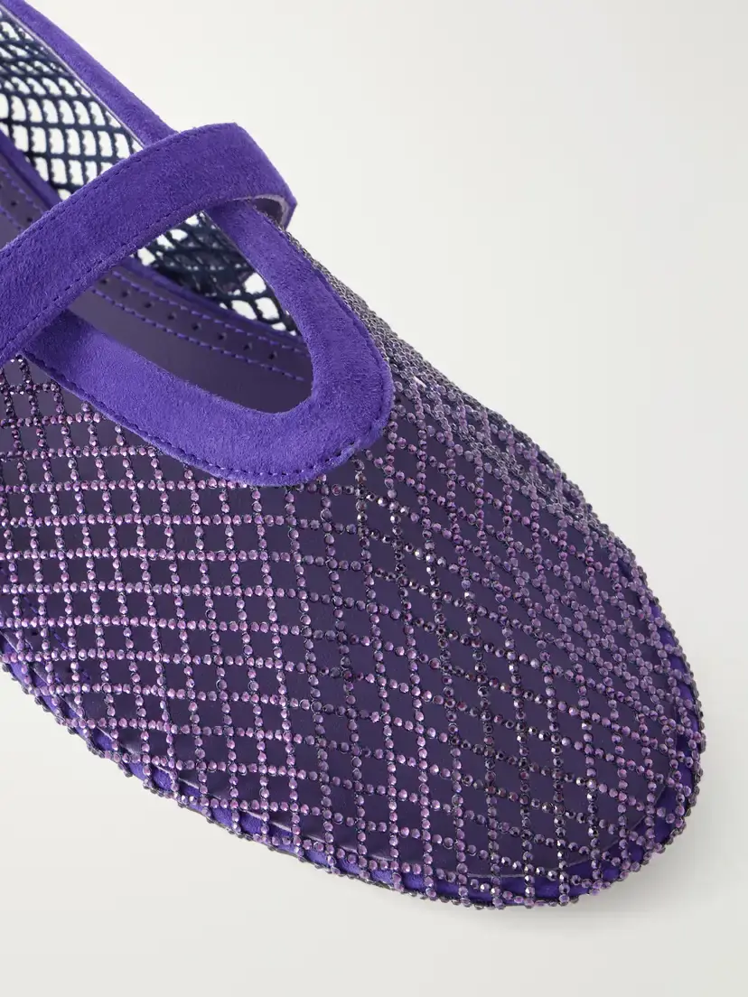 Alaïa La Ballerine Crystal-embellished Suede-trimmed Mesh Ballet Flats | Thumbnail 5