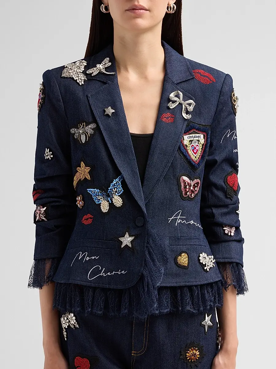 Cinq à Sept Women's Greatest Hits Le Petit Roxie Denim Jacket | Thumbnail 5 Cinq à Sept Women's Greatest Hits Le Petit Roxie Denim Jacket | Thumbnail 5